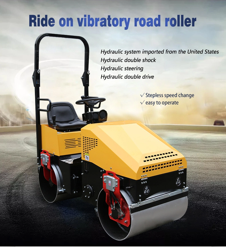 Ride on Used Asphalt Roller Machine Double Drum Vibratory Compactor Mini Road Roller Price