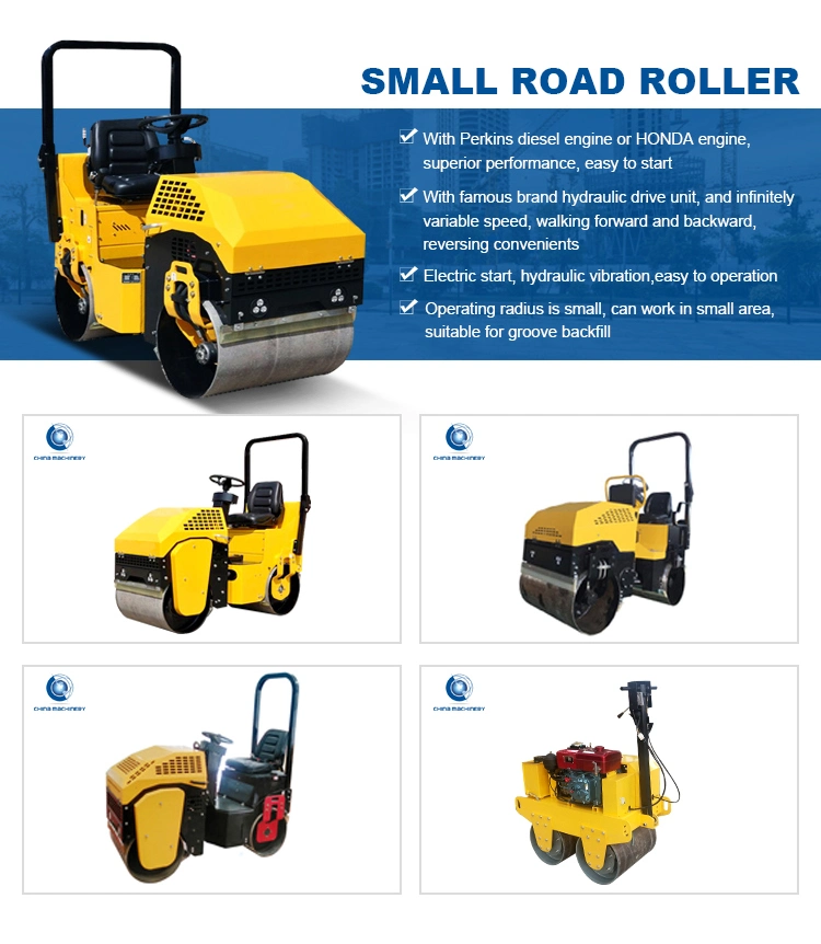 Small Size Ride on Diesel Double Drum 1 Ton Road Roller Machine Price